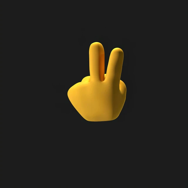 a yellow hand making a peace sign on a black background, inspired by Matteo Pérez, modeled in poser, fbx, 🐿🍸🍋, 3d models