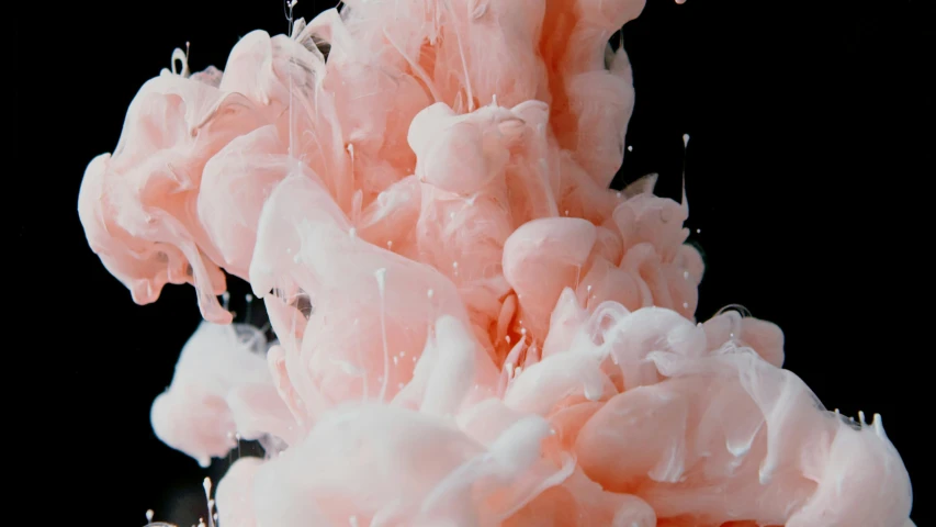 a close up of a pink substance in water, trending on pexels, abstract expressionism, cotton candy trees, floating in perfume, flowing salmon-colored silk, houdini particles