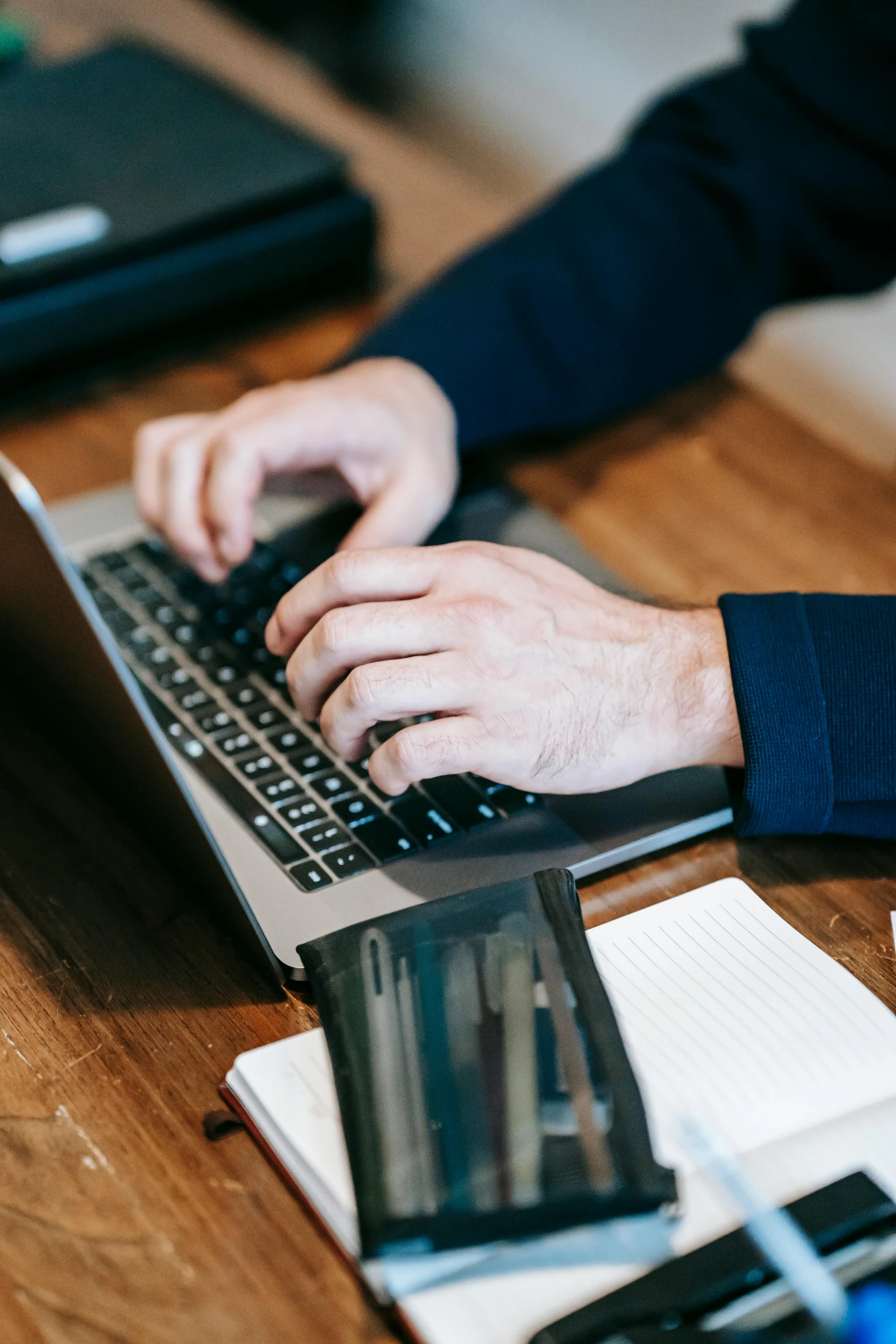 a close up of a person typing on a laptop, private press, thumbnail, multiple stories, professional, carefully crafted