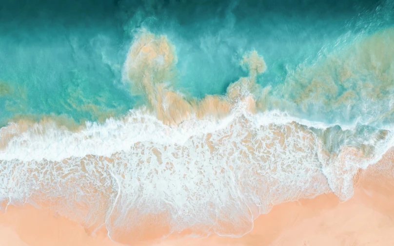 an aerial view of the ocean from above, pexels contest winner, orange and turquoise, pastel overflow, illustration 8 k, sand and sea