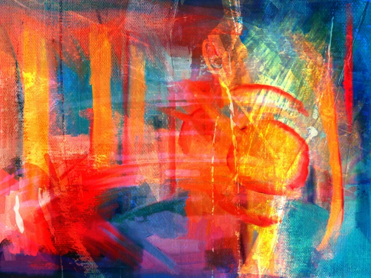 a painting of a person holding a tennis racquet, an abstract painting, inspired by Hans Hartung, pexels, abstract art, red and orange glow, cool saturated colours, full of colour w 1024, a contemporary artistic collage