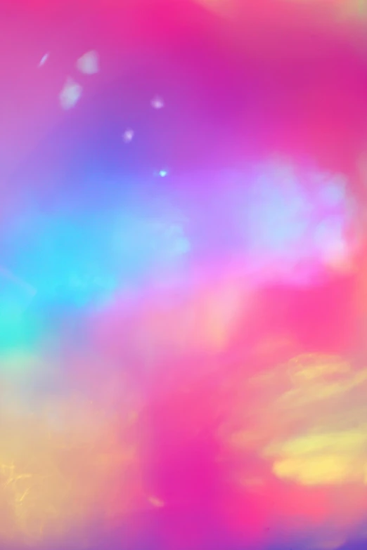 a blurry photo of a rainbow colored sky, a digital painting, by Caroline Chariot-Dayez, trending on pexels, color field, pink fog background, galactic yellow violet colors, major arcana sky, candy pastel