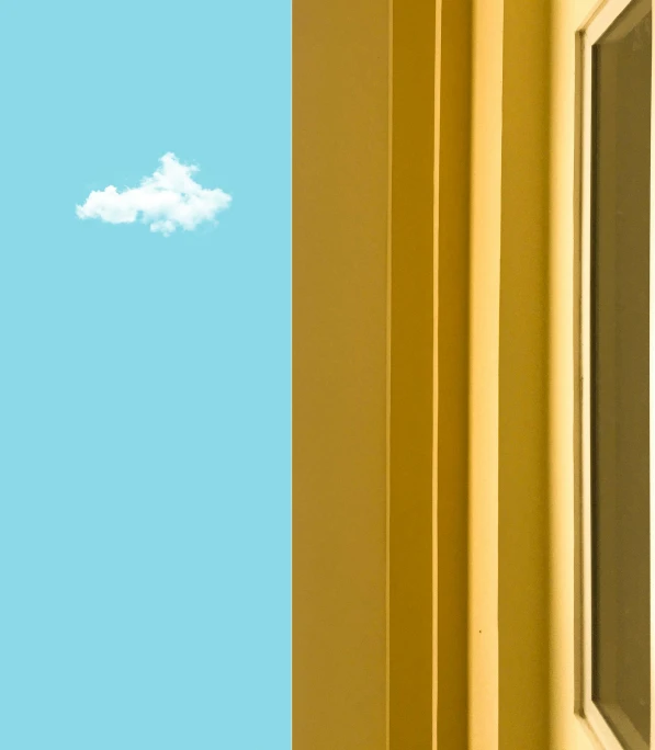 a close up of a window with a sky in the background, inspired by René Magritte, postminimalism, cyan and gold scheme, thiago lehmann, diptych, ( ( ( surrealism ) ) )