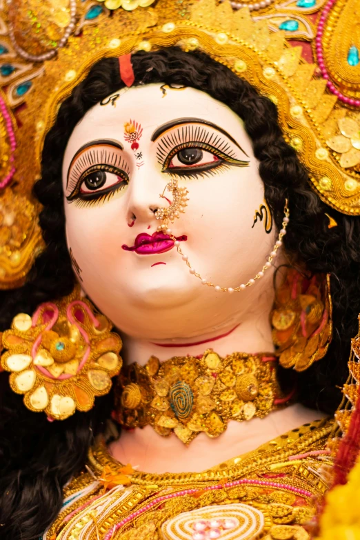 a close up of a statue of a woman, kali, super detailed faces and eyes, painted marble sculptures, slide show