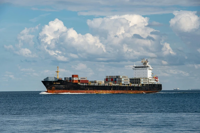 a large cargo ship in the middle of the ocean, pexels contest winner, figuration libre, australian, slightly turned to the right, low iso, thumbnail