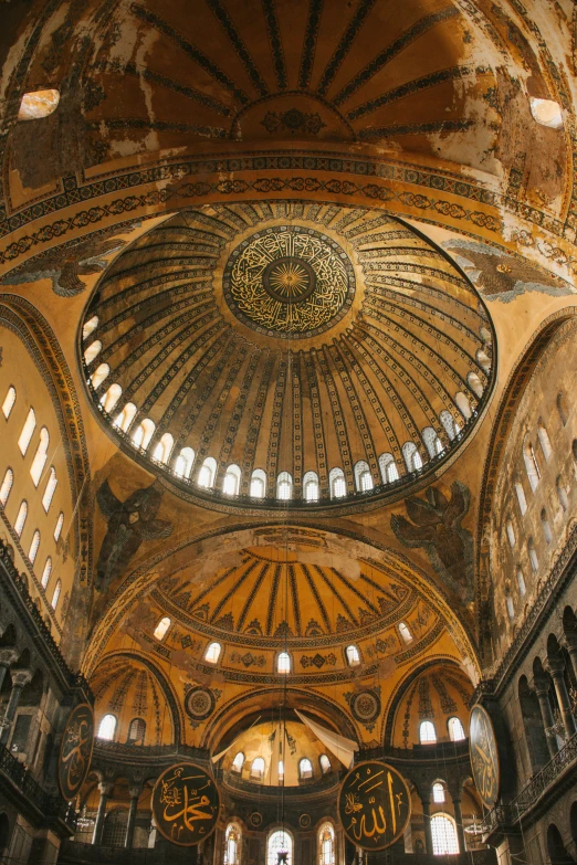 the inside of a large building with many windows, a mosaic, inspired by Nicomachus of Thebes, baroque, dome, pictured from the shoulders up, turkey, carved marble