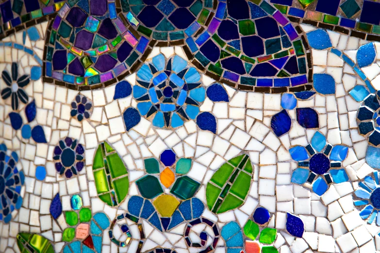 a mosaic vase sitting on top of a table, a mosaic, inspired by Gaudi, pexels, cloisonnism, detailed photo of an album cover, closeup - view, greens and blues, full of colour 8-w 1024