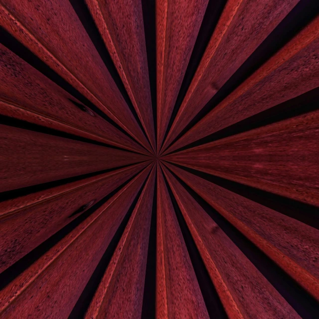 a red wooden starburst on a black background, an album cover, inspired by Anish Kapoor, pexels contest winner, abstract illusionism, red woods canopy, straight camera view, computer - generated, purple and red