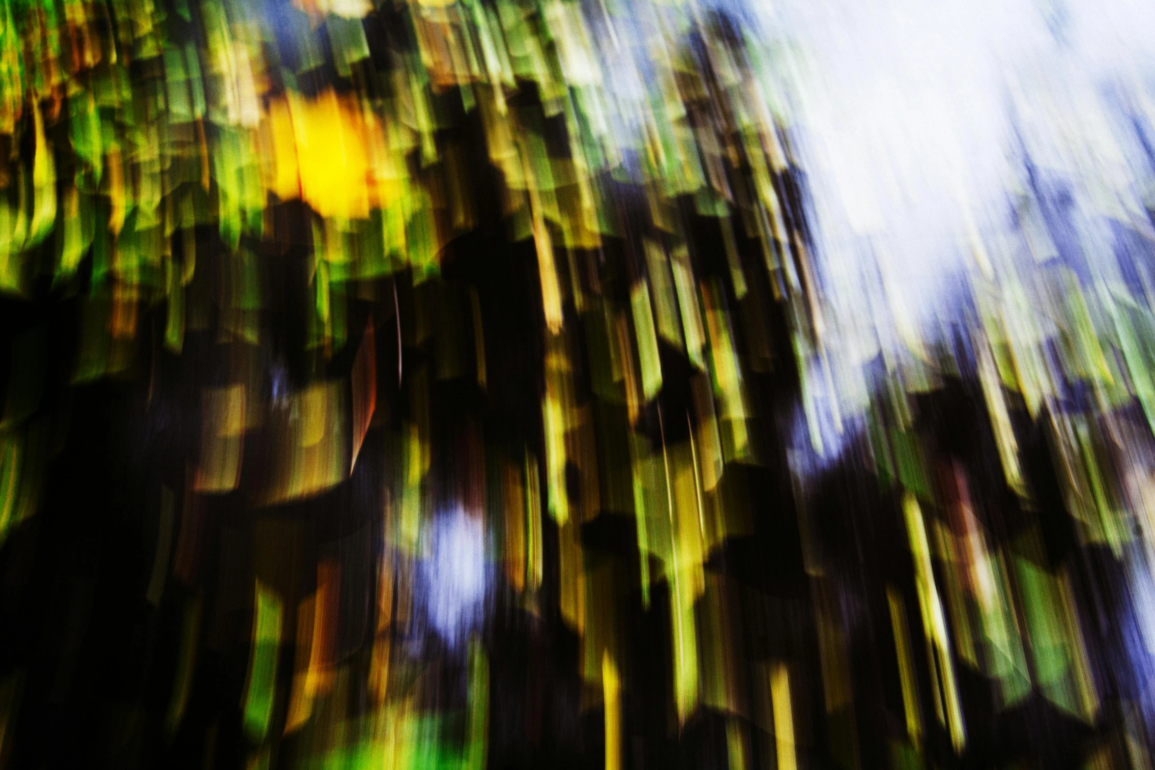 a blurry photo of a group of people, by Jan Rustem, unsplash, lyrical abstraction, gold and green, cascading, autumnal, stalactites