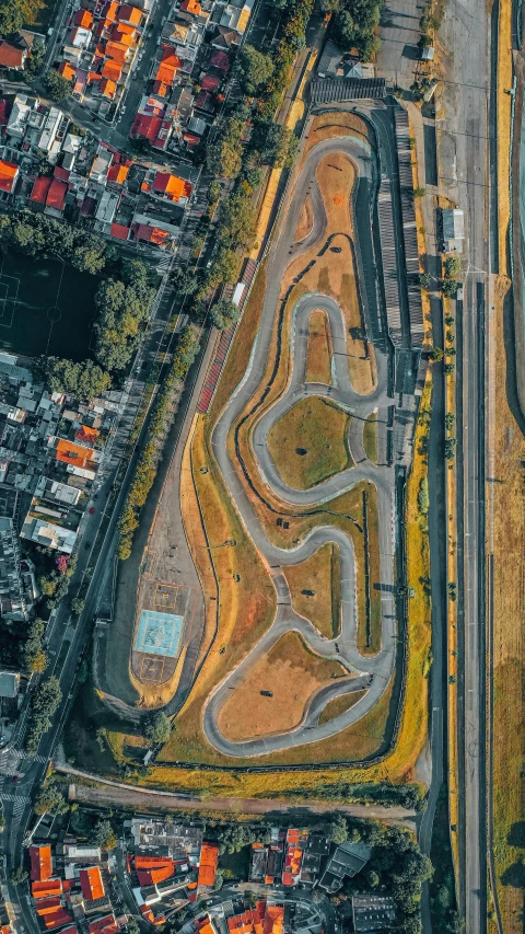 an aerial view of a race track, by Jacob Toorenvliet, mexico city, instagram post, mixed development, sydney park