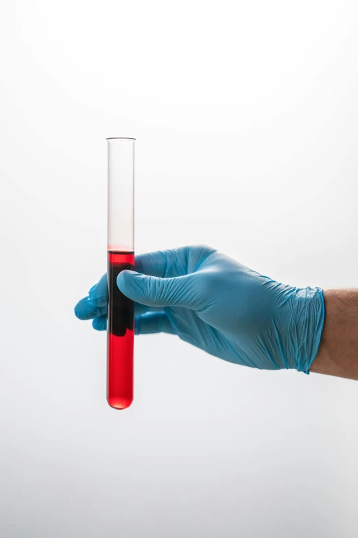 a hand holding a test tube filled with red liquid, 4l, portrait n - 9, ultradetailedl, rembranlt