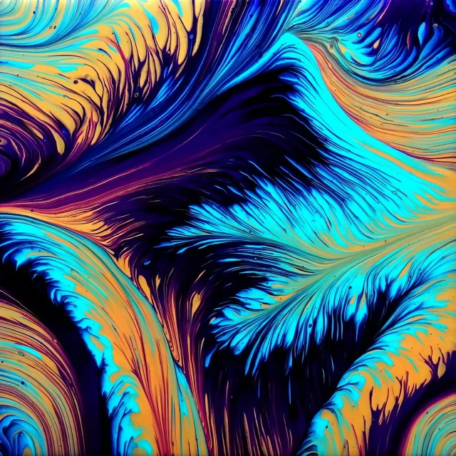 an abstract painting of blue and orange swirls, by George Aleef, trending on pexels, generative art, ferrofluid oceans, fractal feathers, amoled wallpaper, plume made of fractals