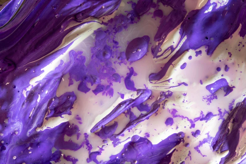 a close up of a cake with purple icing, inspired by Lynda Benglis, trending on pexels, abstract expressionism, cream, made of liquid, marbled, creamy