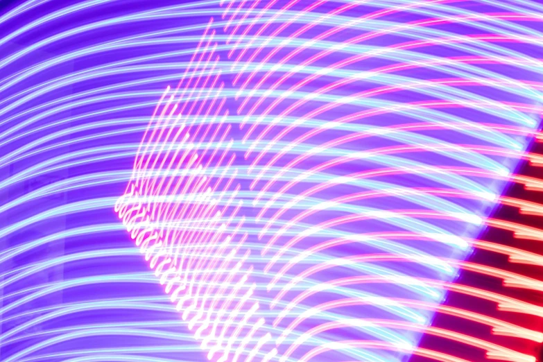 a blurry picture of a building with a clock tower in the background, digital art, by Jan Rustem, abstract illusionism, purple and pink and blue neons, spiral lines, red spike aura in motion, ( ( ( ( volumetric light ) ) ) )