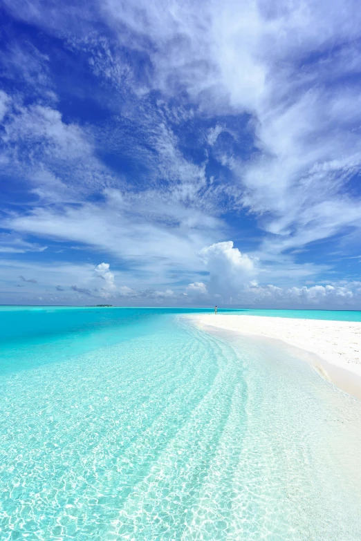 a large body of water next to a sandy beach, maldives in background, pastel blue, square, dessert