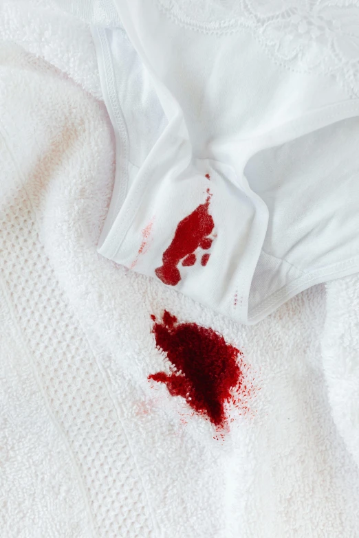 a white shirt with a blood stain on it, by Julia Pishtar, trending on pexels, made of blood, cut-scene, late morning, islamic