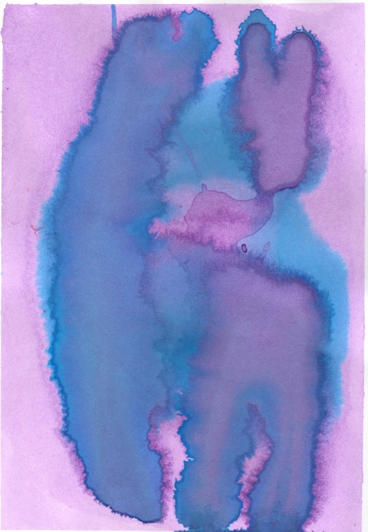 a close up of a painting of a cat, a watercolor painting, inspired by Helen Frankenthaler, reddit, conceptual art, gradient cyan to purple, made of alcohol ink on parchment, helene frankenthaler, (abstract)