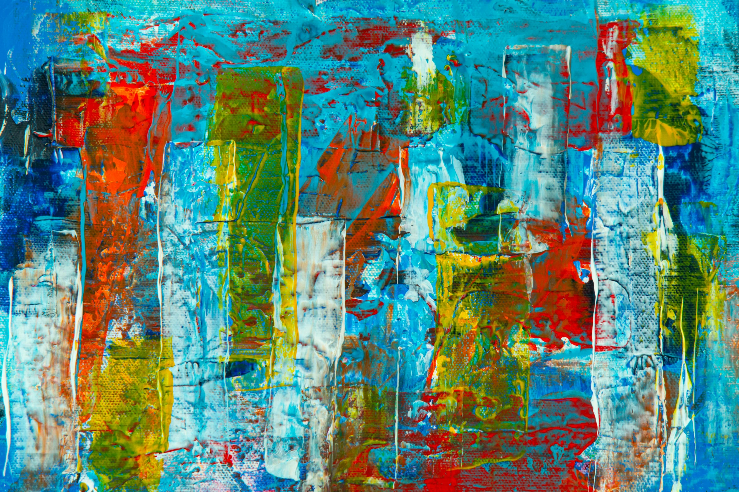 a painting with many different colors on it, an abstract painting, inspired by Richter, pexels, abstract expressionism, turquoise and venetian red, big city, full of colour 8-w 1024, chicago