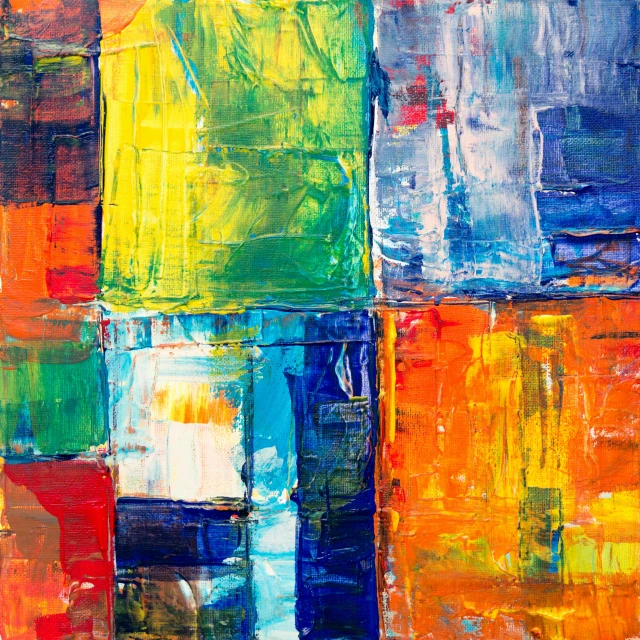 a painting with multiple colors of paint on it, inspired by Hans Hofmann, pexels, squares, trending on saatchi art, ntricate oil painting, multicolor