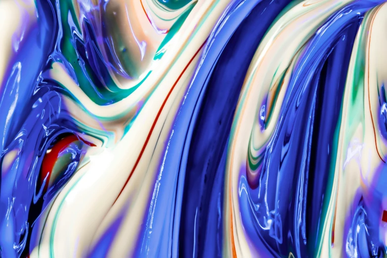 a close up of a blue and white abstract painting, trending on pexels, colourful slime, glass shader, multicoloured, 3 d + digital art