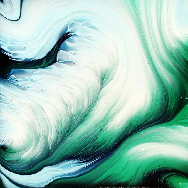 a close up of a painting of a person on a surfboard, an acrylic painting, inspired by Art Green, deviantart, abstract art, swirly liquid fluid abstract art, green and white, digital art - n 9, 144x144 canvas