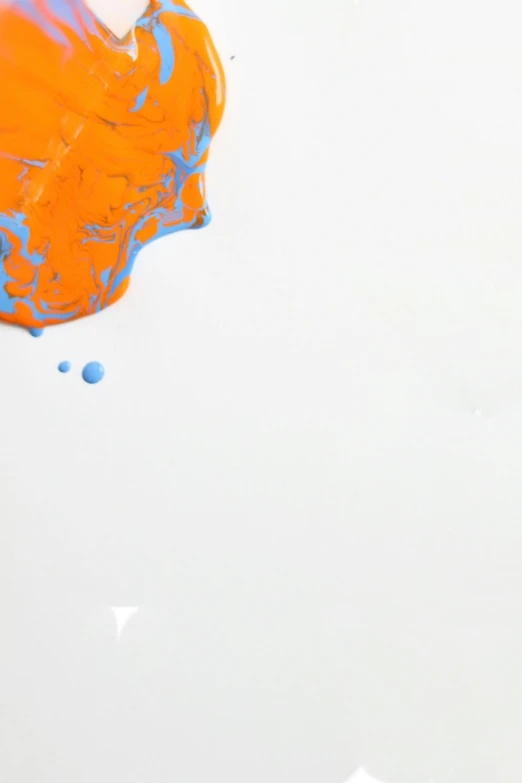an orange and blue balloon floating in the air, a minimalist painting, inspired by Shōzō Shimamoto, spilled milk, promo image, high angle close up shot, james nares