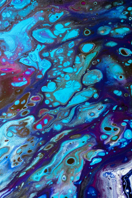 an abstract painting with blue and purple colors, a detailed painting, reddit, oil slick nebula, bubbly, jen yoon, ilustration