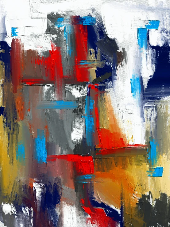 a painting with a lot of colors on it, inspired by Richter, abstract art, digital art - n 9, abstract blocks, blue and red, abstract forms and shapes