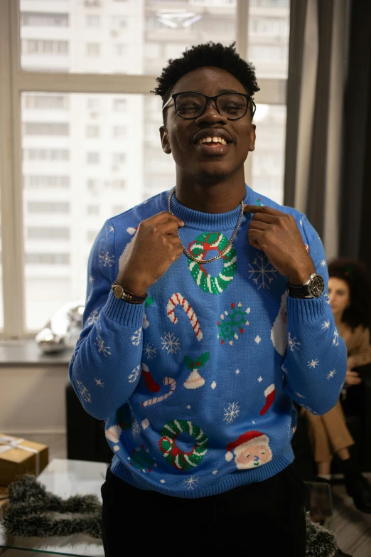 a man in a blue ugly ugly ugly ugly ugly ugly ugly ugly ugly ugly ugly ugly ugly ugly ugly ugly ugly ugly ugly ugly ugly ugly ugly, pexels contest winner, in style of tyler mitchell, wearing festive clothing, with eddie murphy, promotional image