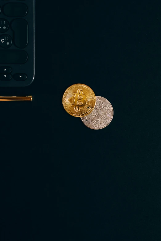 a cell phone sitting on top of a table next to a pile of coins, edible crypto, medium shot of two characters, seen from above, minimalistic aesthetics