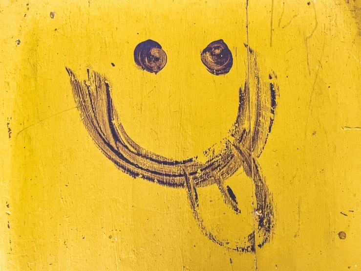 a yellow fire hydrant with a smiley face drawn on it, an album cover, by Derek Jarman, pexels, on wood, panel, smile 1950s, ( herman nitsch