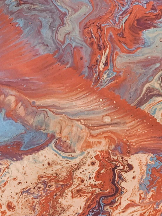 a close up of a painting of orange and blue, trending on unsplash, sand swirling, red liquid, satellite imagery, ilustration