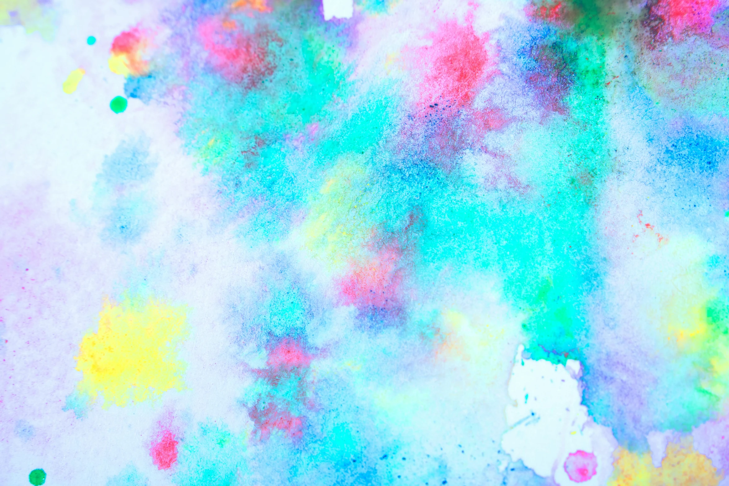 a close up of a painting with paint splatters on it, an album cover, inspired by Howardena Pindell, pexels, action painting, muted neon smoke, turquoise pink and yellow, white neon wash, multicolored vector art