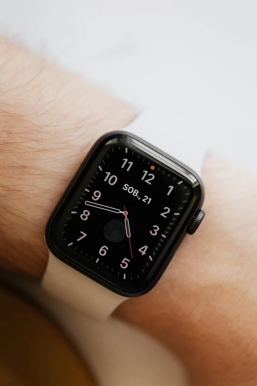 a close up of a person's wrist with an apple watch, thumbnail, s clean lines, chromatic, monochromatic