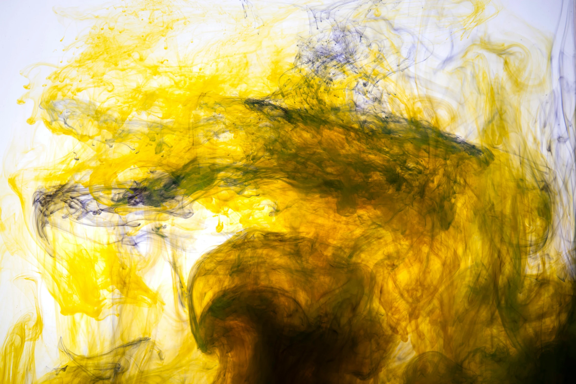 a close up of a painting of a person with an umbrella, an abstract drawing, by Jan Rustem, pexels, abstract expressionism, liquid translucent amber, yellow and black, archival pigment print, swirling thick smoke