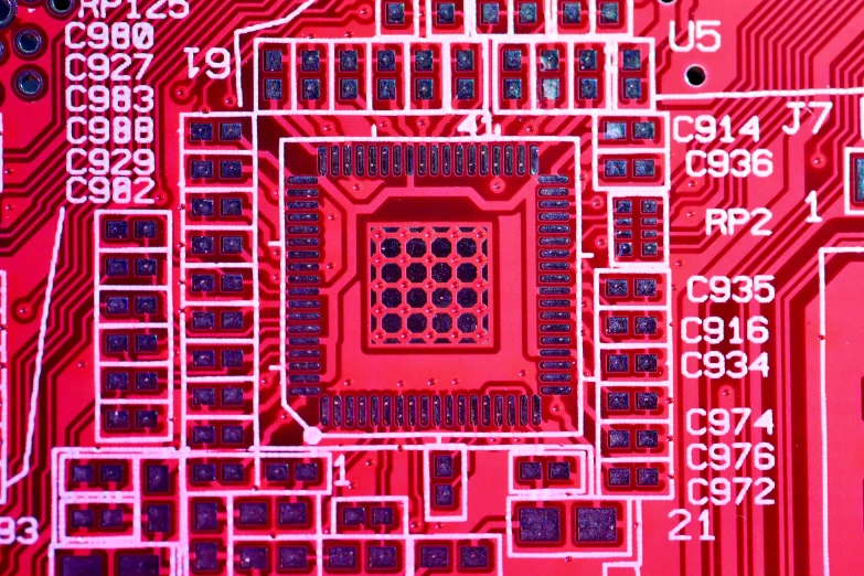 a close up of a computer mother board, by Jon Coffelt, red grid, square, bangalore, plans