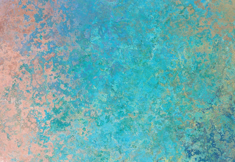 a painting of a blue and green background, an album cover, inspired by Howardena Pindell, trending on pixabay, copper patina, teal and pink, seamless texture, digital art - n 9