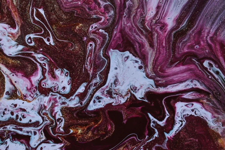 a close up of a liquid painting on a surface, inspired by Julian Schnabel, pexels, garnet, metallic galactic, ( ( dark skin ) ), marble