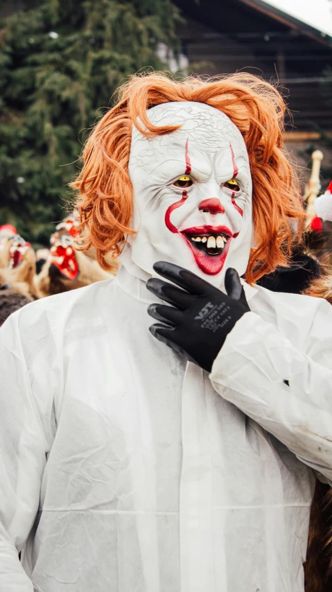 a man dressed as penny penny penny penny penny penny penny penny penny penny penny penny penny penny penny penny penny penny penny penny penny penny penny penny, by Daniel Lieske, pexels, stephen king as pennywise, with a white muzzle, in the macys parade, tiktok