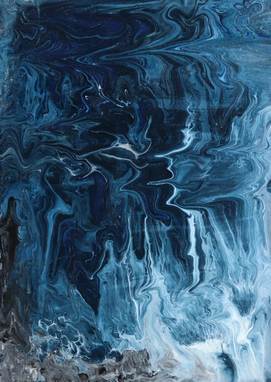 a painting with blue and white paint on it, reddit, abstract art, swirly liquid ripples, dark, paint texture, album