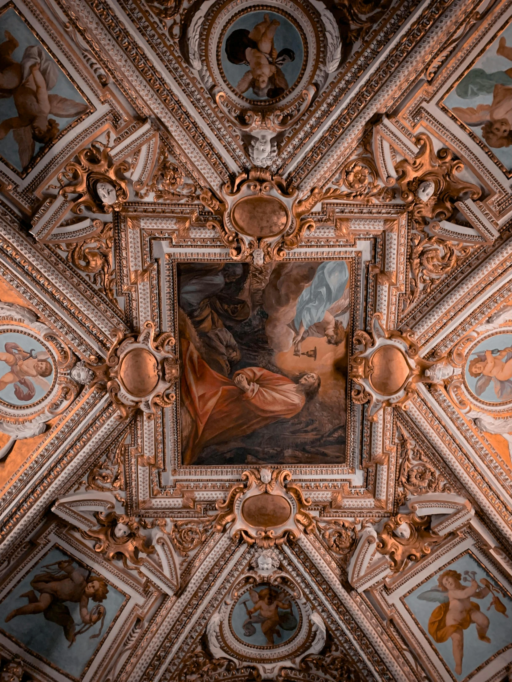 a painting on the ceiling of a building, a renaissance painting, pexels contest winner, square, brown, pontormo, hyper - detailed color photo