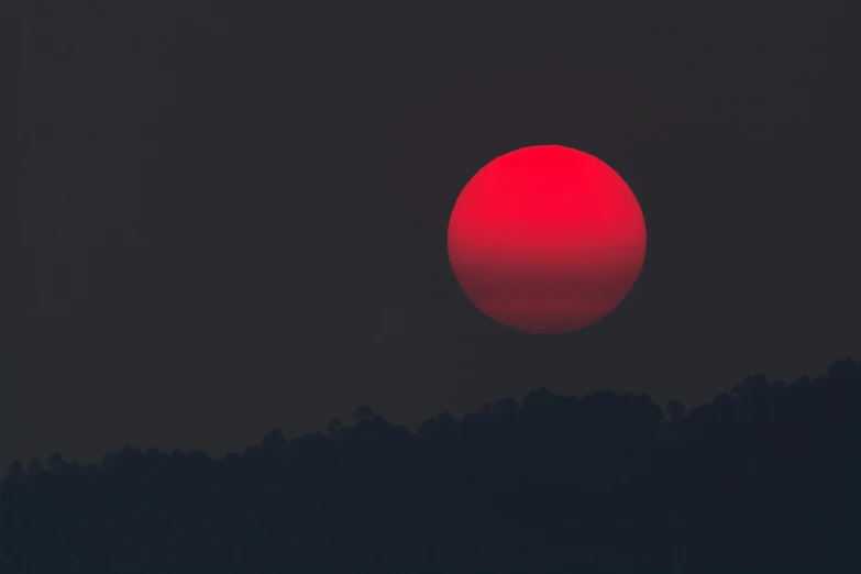 the sun is setting in the dark sky, by Attila Meszlenyi, unsplash contest winner, digital art, red sun in the background, hiroshi sugimoto, high resolution print :1 red, red dot