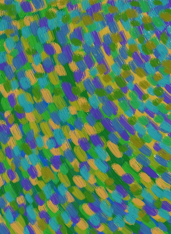 a close up of a green and blue background, a pointillism painting, inspired by Lorentz Frölich, generative art, seamless fabric pattern 8k, long paint brush strokes, gold green and purple colors”, rough color pencil illustration