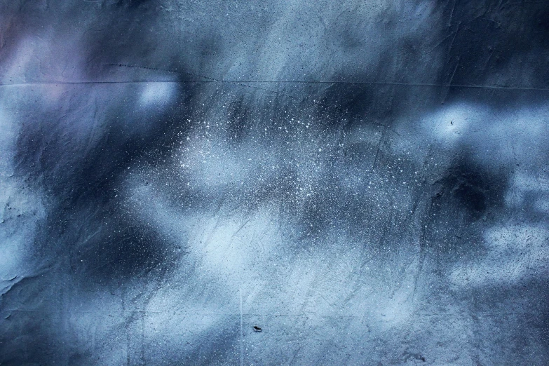 a man riding a skateboard up the side of a ramp, an abstract drawing, by Lucia Peka, unsplash, lyrical abstraction, moonlight snowing, pigment textures, dark blue mist, metal skin with some scratches