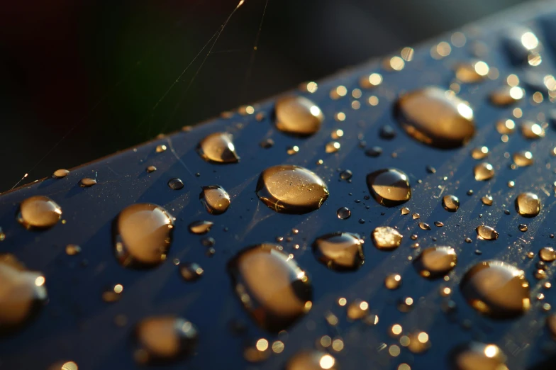 a close up of water droplets on a cell phone, by Niko Henrichon, unsplash, golden hour 4k, ultradetailed photorealistic, gold sparks, 4 k hd wallpapear