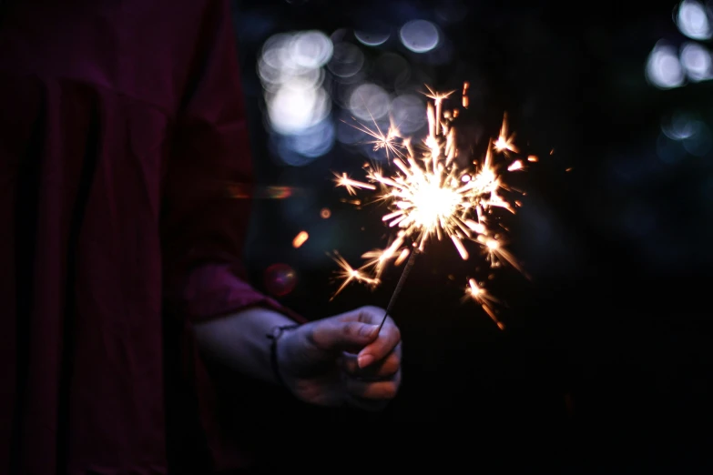 a person holding a sparkler in their hand, pexels contest winner, metallic flecks, instagram post, a brightly coloured, 4th of july