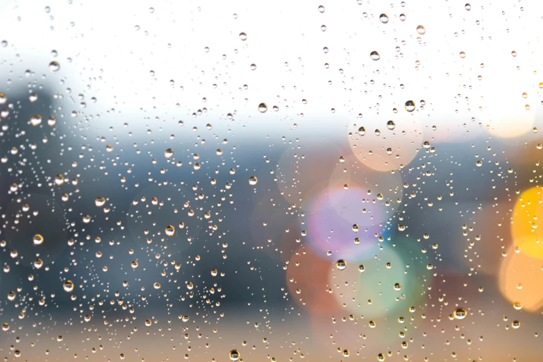 a close up of water droplets on a window, by Niko Henrichon, unsplash, illustration, bubbly scenery, ilustration, photorealistic image