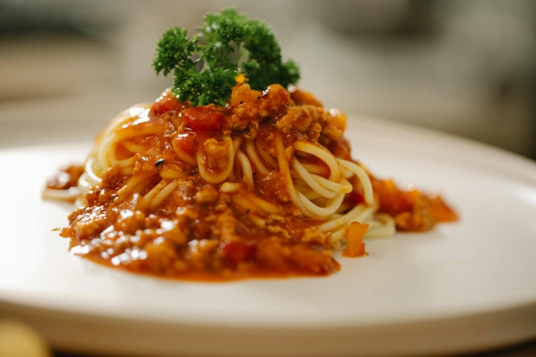 a white plate topped with spaghetti and broccoli, pexels contest winner, 🦩🪐🐞👩🏻🦳, blurred, daily specials, tomato sauce