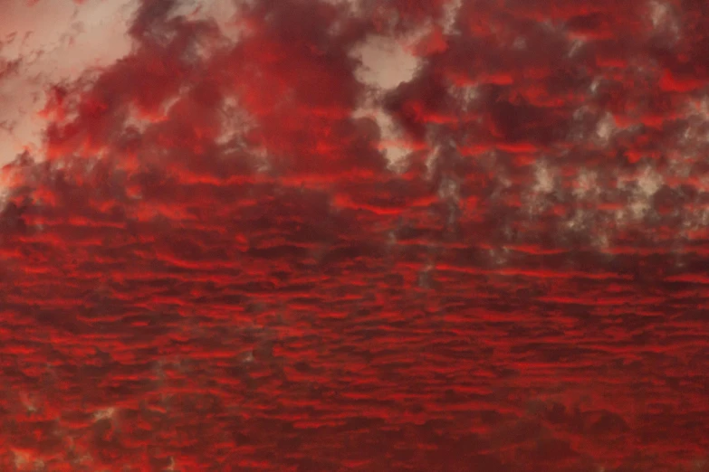 a plane flying through a red cloudy sky, inspired by Anna Füssli, conceptual art, 3 layers of sky above each other, sea of blood, ignant, jean gireaud