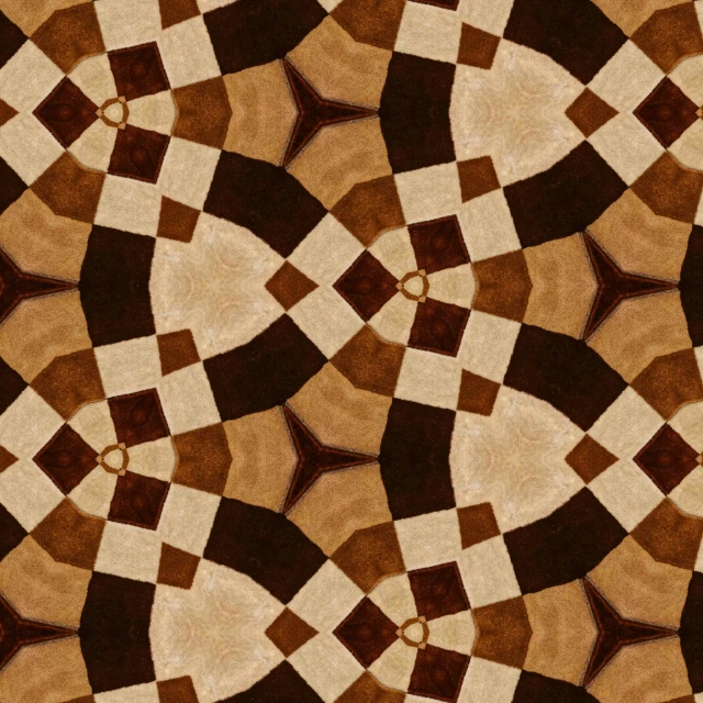 a close up of a brown and white rug, a digital rendering, inspired by Lubin Baugin, seen through a kaleidoscope, seamless wood texture, by m. c. escher, patchwork